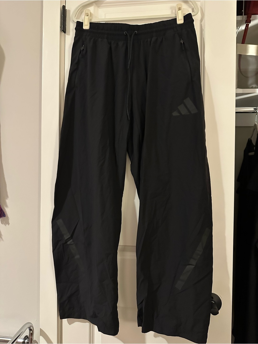 adidas Black Lightweight Athletic Pants with Reflective Accents